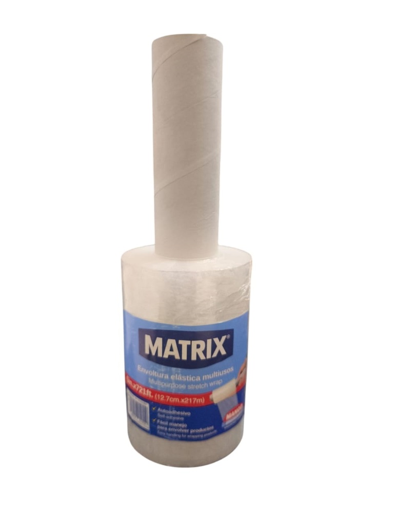 POLISTRECH STRECH ROLLITO 12.70 CM X 217 MT TRANSPARENTE CON MANGO REF. MT-PS13215H MARCA MATRIX
