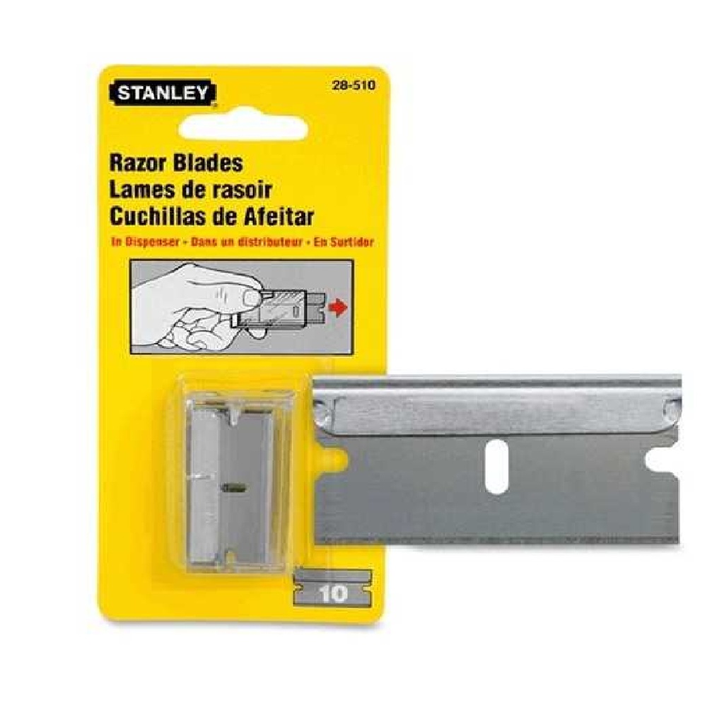 HOJA DE CUCHILLA PARA RASPADOR DE REPUESTO 10 PZAS 2.7 / 16" REF. 28510 MARCA STANLEY