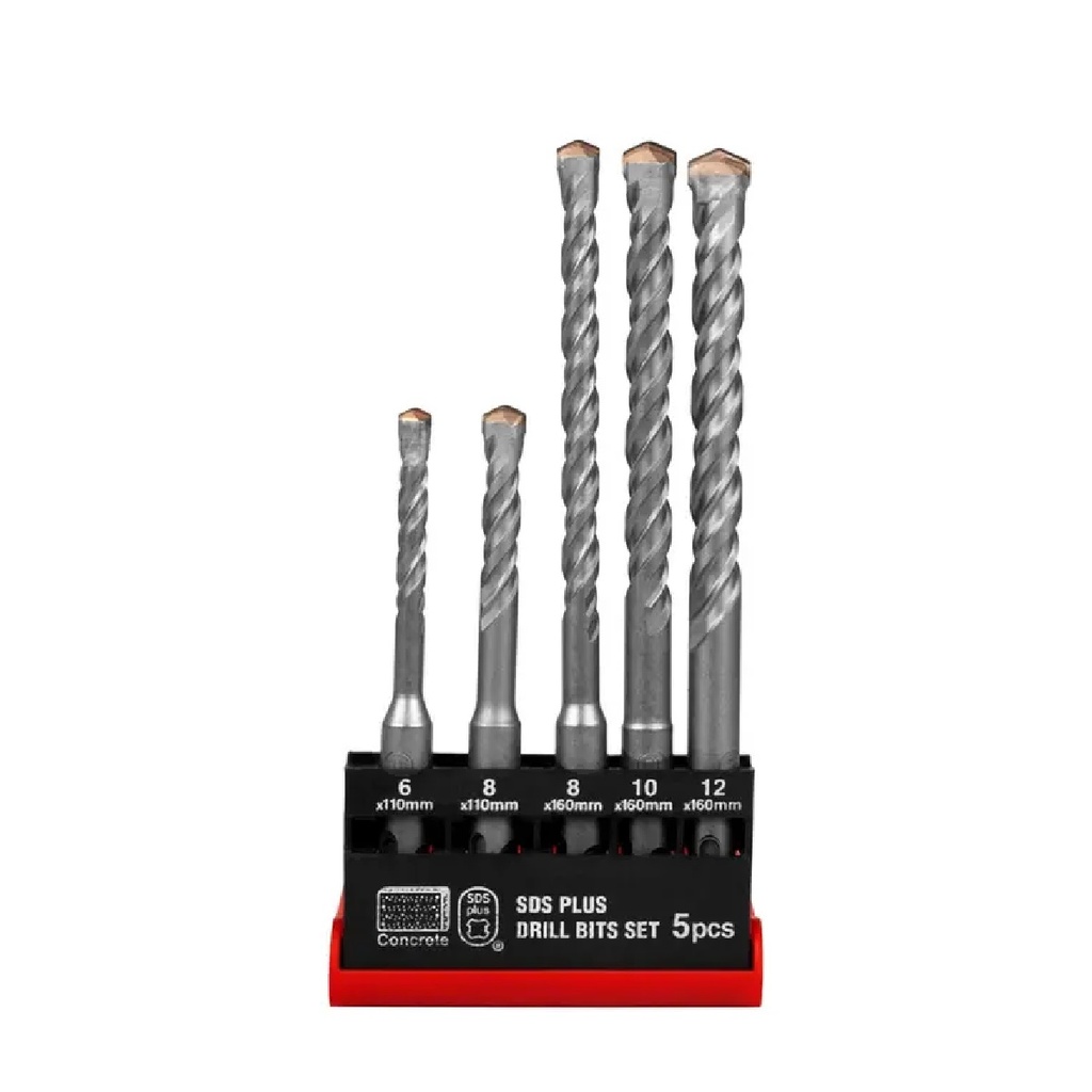 JUEGO / SET DE MECHAS-BROCAS 5 PZAS SDS PLUS ( 6-8 X110- 8-10-12X160 MM ) REF. RH-5586 MARCA RONIX