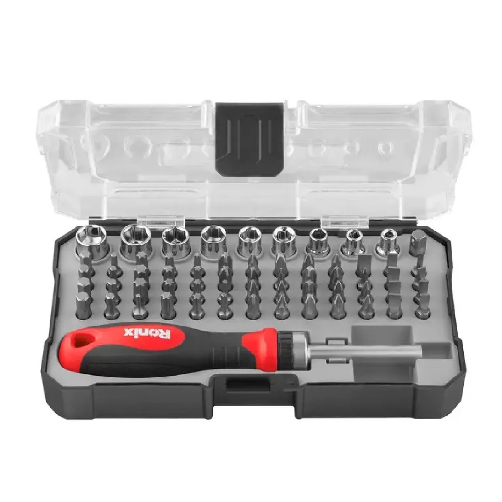 JUEGO DE DESTORNILLADOR Y PUNTAS 62 PZAS REF. RH-2716 / 517479 MARCA RONIX