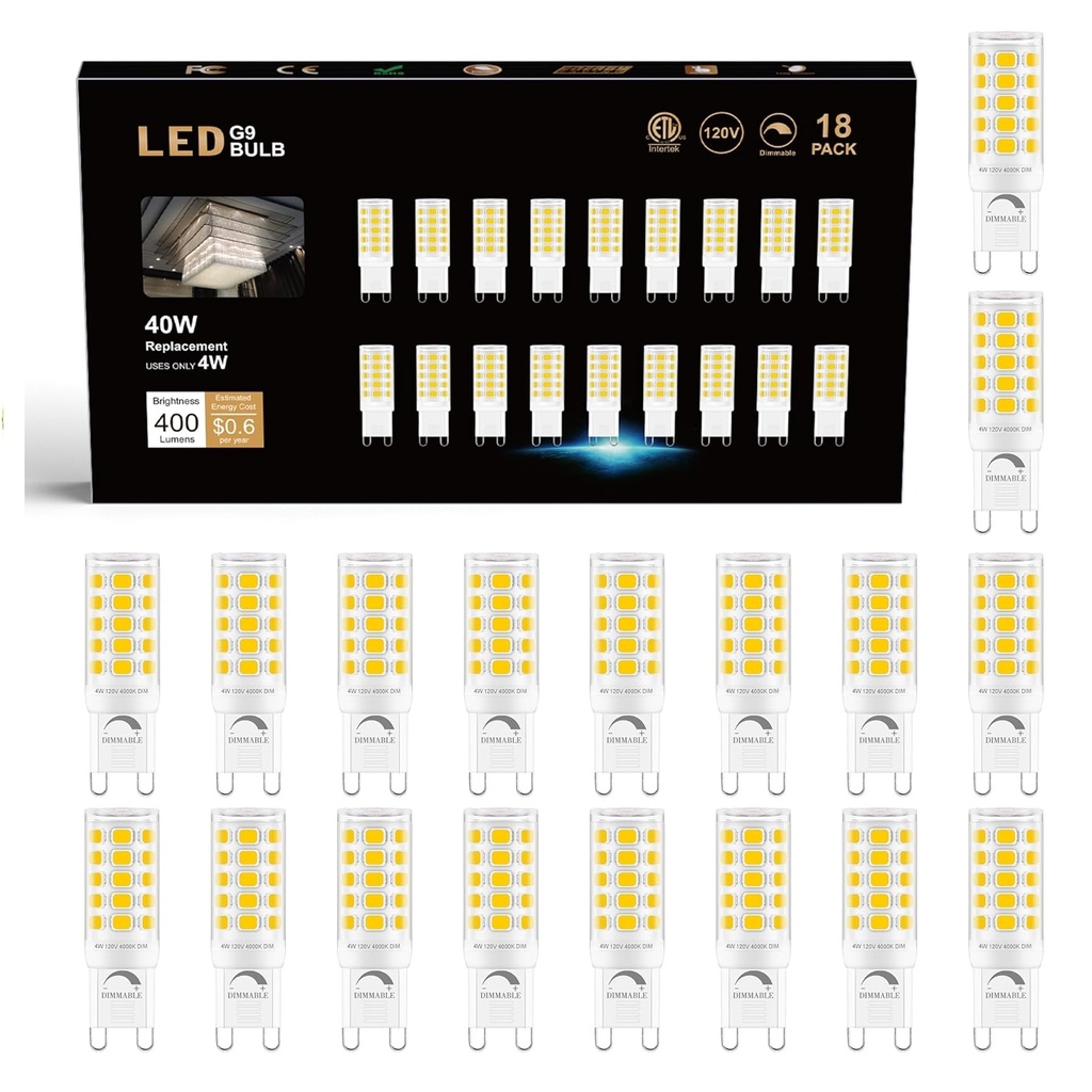 KIT BOMBILLO LED TIPO G9 DIMEABLE 4 W 120 V AC 4000 K (KIT 18 UN) REF. X00427RUGF / MARCA SAILSTAR
