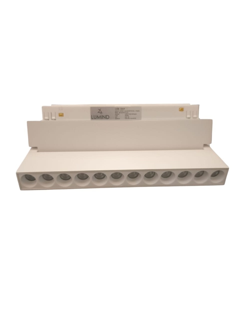 LAMP. LED MULTISPOT ORIENT. COLMENA 12W 48V 3000K 22 X9X2.2CM BLANCO P/RIEL MAGNET.LUM-1259-1 LUMIND