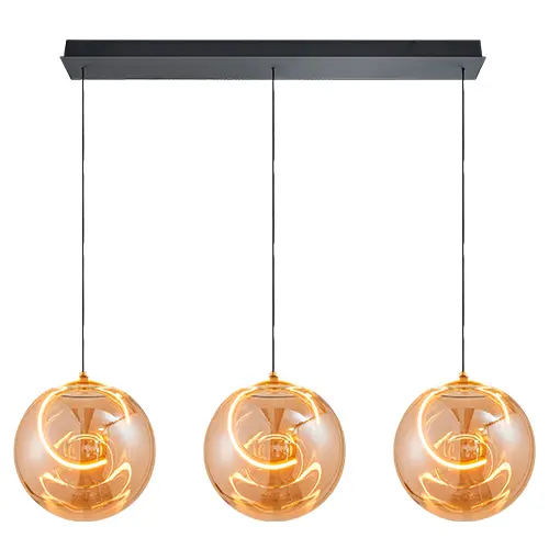 LAMPARA COLGANTE AMBAR 30W 3 TONOS 110-260V CONTROL P/ INTER. C/ORO-VIDRIO REF S-AMBAR-C2-V0 LUCERNA