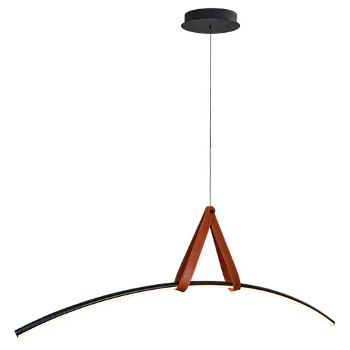 LAMPARA COLGANTE ARCO RODEO 20W 3 TONOS 110-260V C/ CONTROL C/ NEGRO-CUERO REF. S-RODEO-C5-N LUCERNA