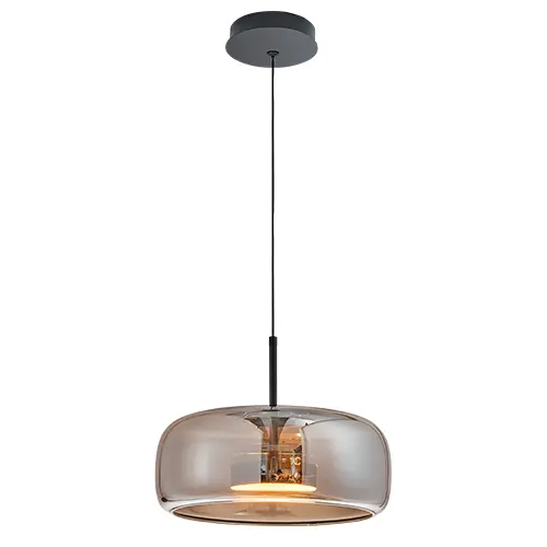 LAMPARA COLGANTE NORDIC 12W 3 TONOS 110-260V C/ INTERRUP. C/ NEGRO-VIDRIO REF S-NORDIC-C1-VN LUCERNA