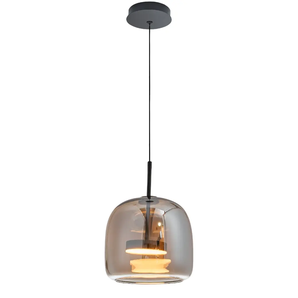 LAMPARA COLGANTE NORDIC 12W 3 TONOS 110-260V C/ INTERRUP. C/ NEGRO-VIDRIO REF S-NORDIC-C2-VN LUCERNA