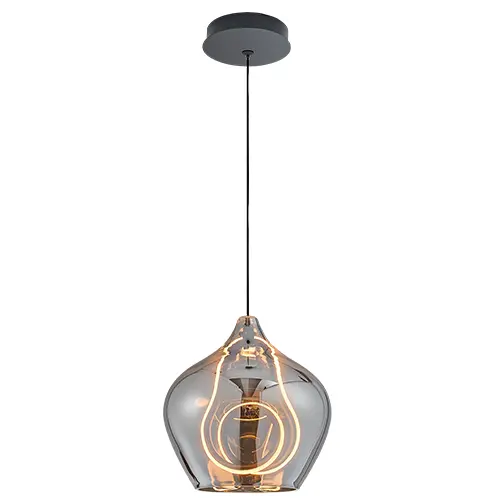 LAMPARA COLGANTE PEAR 10 W 3 TONOS 110-260 V C/ INTERRUPTOR C/ NEGRO-VIDRIO REF S-PEAR-C1-VN LUCERNA