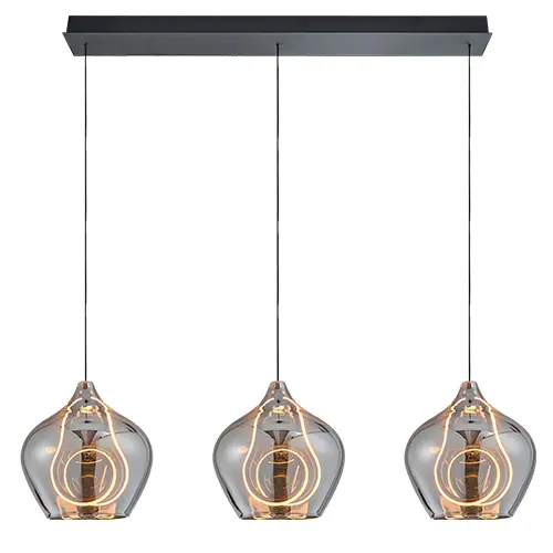 LAMPARA COLGANTE PEAR 30 W 3 TONOS 84X19X120 CM C/ SWITCH C/ NEGRO - VIDRIO REF S-PEAR-C2-VN LUCERNA