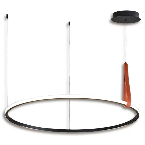 LAMPARA COLGANTE REDONDO RODEO 42W 3 TONOS 110-260V C/CONTROL C/NEGRO-CUERO REF S-RODEO-C4-N LUCERNA