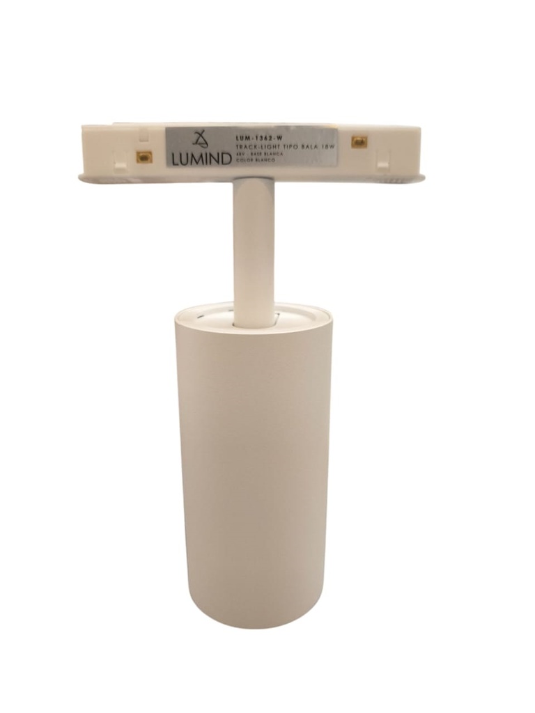 LAMPARA LED INTEGRADA TIPO BALA 18W 3000K 48V BLANCO P/RIEL MAGNETICO REF. LUM-1362-W MARCA LUMIND