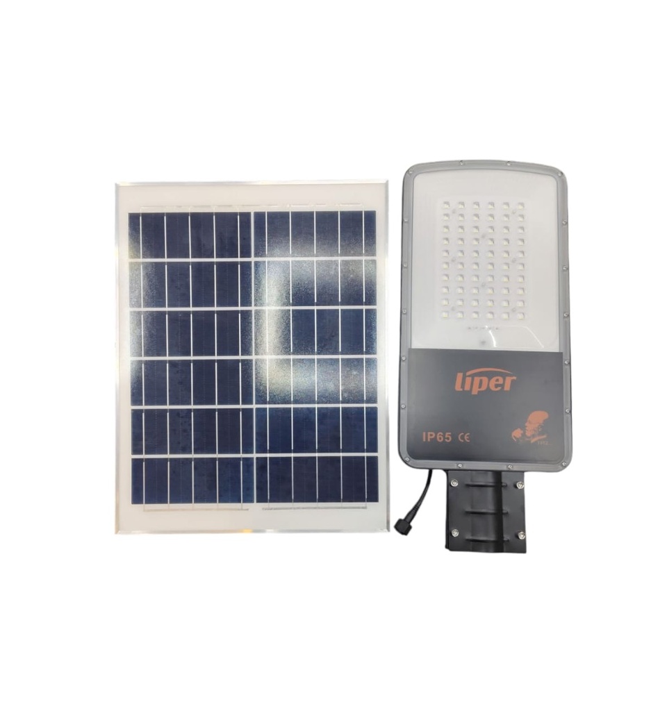LAMPARA P/ POSTE SOLAR LED 100W 3.2V 12000 MAH 6500K IP65 C/CONTROL+BRAZ GRIS REF.LPSTL-100D01 LIPER
