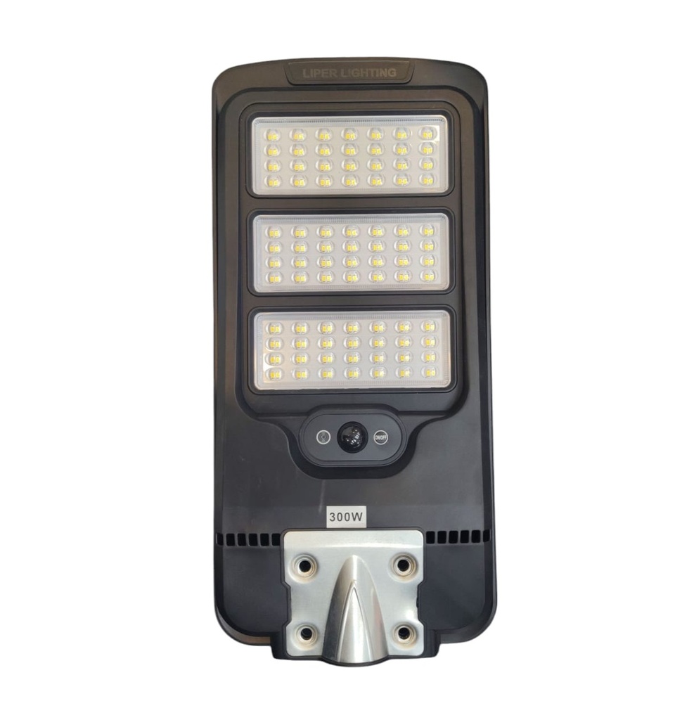 LAMPARA P/POSTE SOLAR LED 300W 3.2V 12000 MAH 6500K IP65 C/CONTROL +BRAZO REF. LPSTL-300ES01-Y LIPER