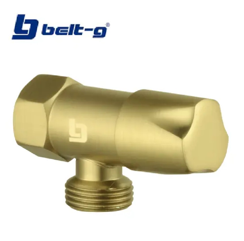 LLAVE DE ARRESTO 1/2" X 1/2" M/H ACERO INOX. MODELO STONE GOLDEN BRUSHED / CEPILLADO / SATINADO REF. GRI-1045 / 012278 BELT-G