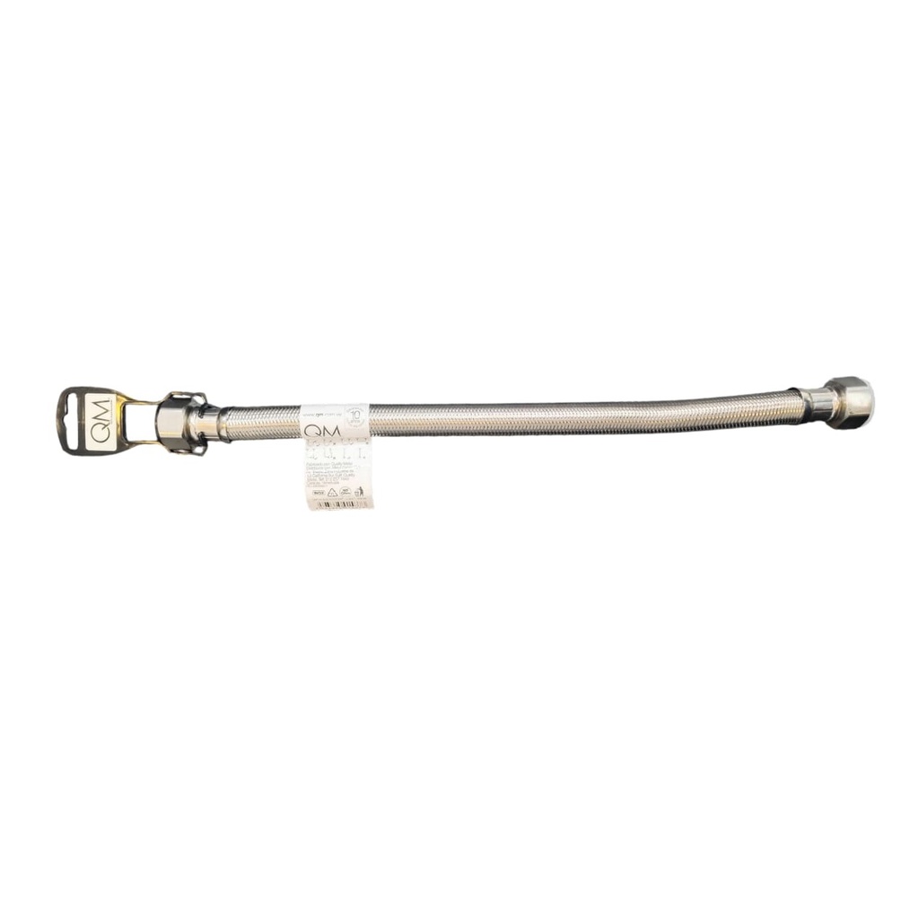MANGUERA / CANILLA CONEXION 1/2" X 1/2" 25 CM P/ CALENTADOR ACERO INOX REF 14.600.009 QUALITY METAL