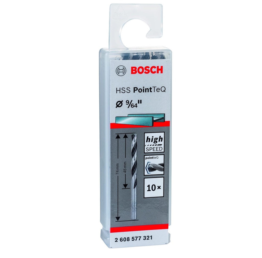 MECHA PARA ACERO HSS-POINTEQ 9/64" X 45 X 74 MM METAL REF. 2608577321 / 871039 / 908306 MARCA BOSCH