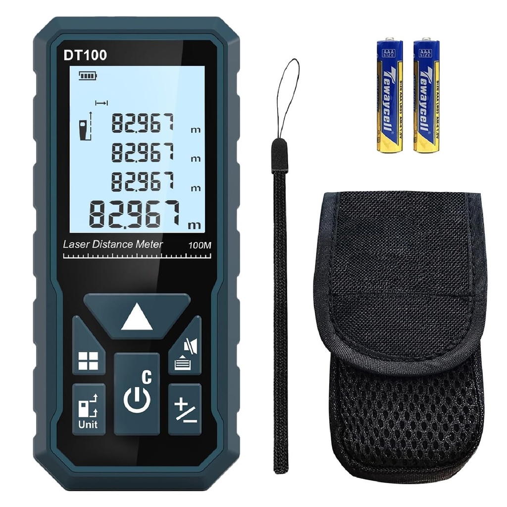 MEDIDOR / METRO LASER DE 100 MTS IP54 C/ CORREA Y BATERIA AAA REF. DT100 / X0029CLFON MARCA HANMATEK