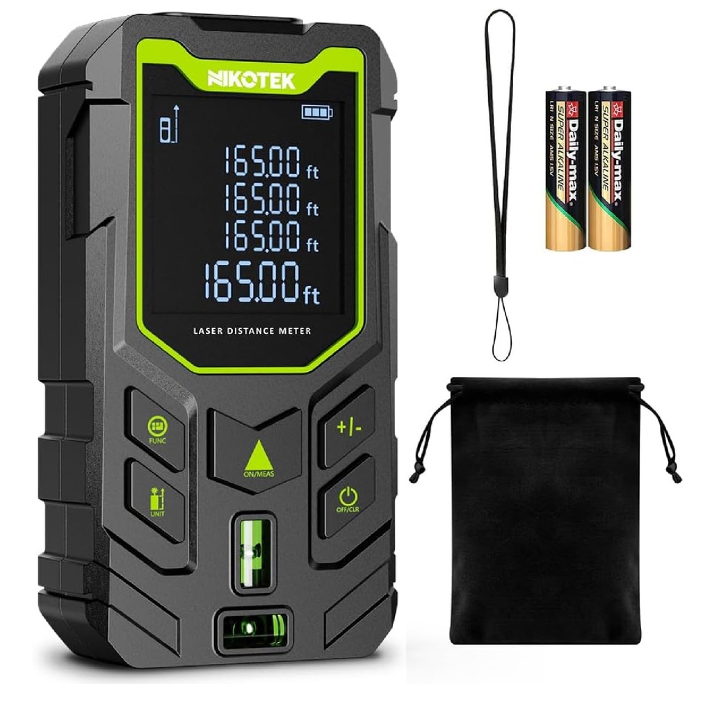 MEDIDOR / METRO LASER DE 50 MTS IP54 C/ NIVEL + CORREA + BATERIA AAA REF. NK50A / X004417FUP NIKOTEK