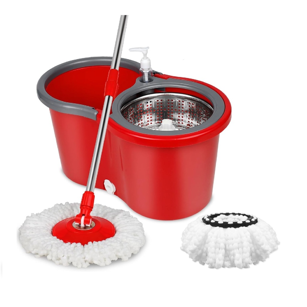 MOPA GIRATORIA FASHION CAR (TOBO C/CESTA INOX+CABO TELESCOPIC+2 MOPA+DISP) ROJO REF.130030 TAJANARA