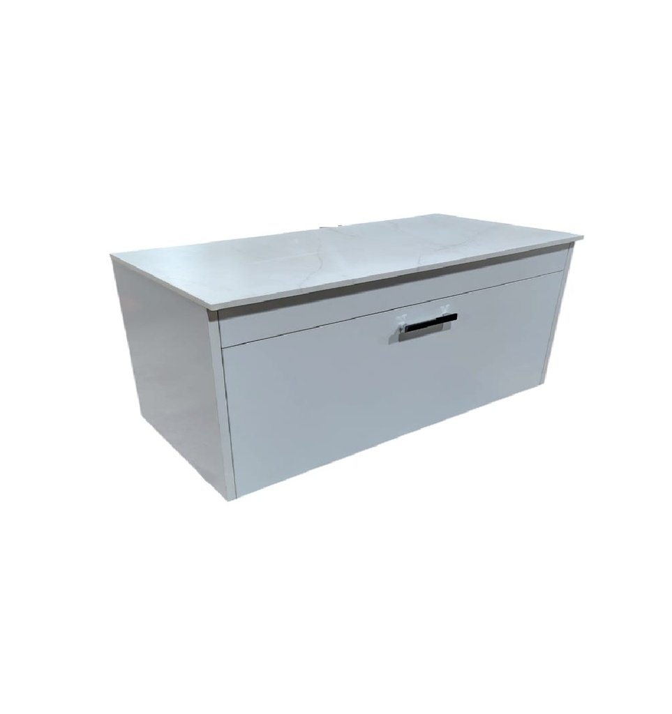 MUEBLE DE BAÑO 1 GAVETA 100 X 47 X 47 CM CON TOPE SINTERIZADO BLANCO LISO REF. KW-003 MARCA KYNWOD