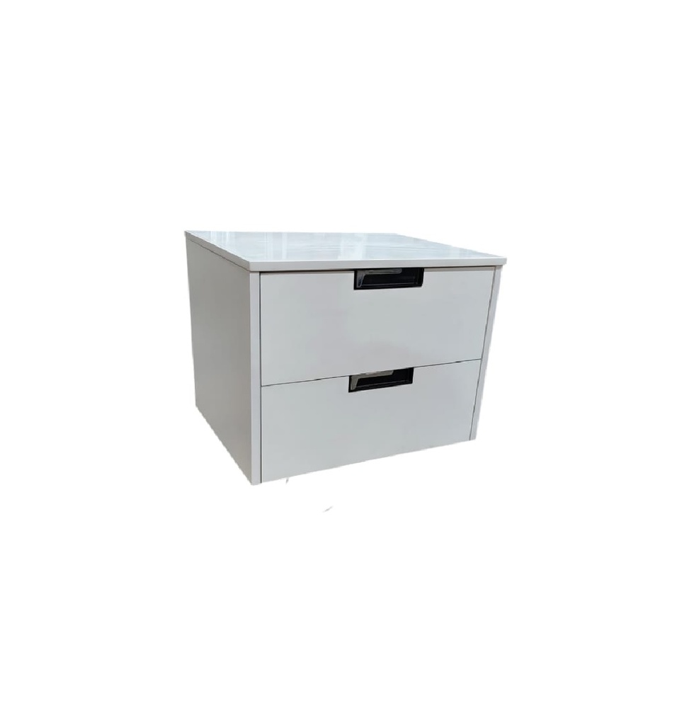 MUEBLE DE BAÑO 2 GAVETA 65 X 47 X 45 CM CON TOPE SINTERIZADO BLANCO MATE REF. KW-005 MARCA KYNWOD
