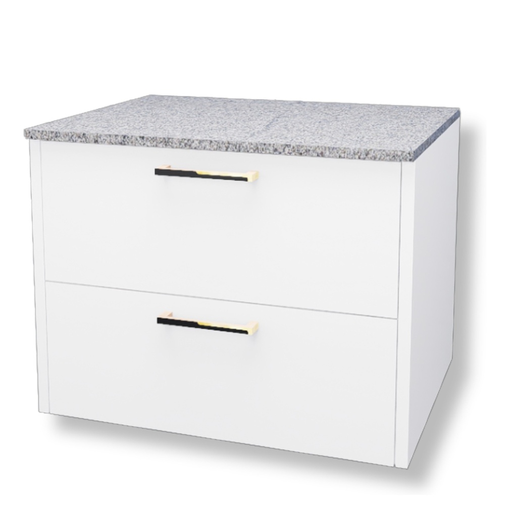 MUEBLE DE BAÑO 2 GAVETAS 61 X 49 X 47 CM C/ TOPE SINTERIZADO GRIS Y BLANCO REF ANTIQUE60-2G G KYNWOD