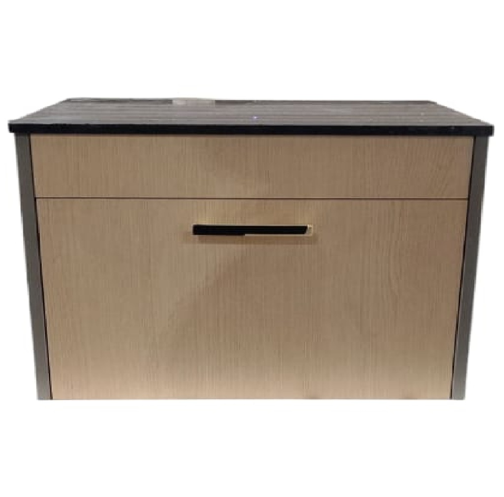 MUEBLE DE BAÑO BEIGE - ANTRACITA 1 GAVETA 61X49X47 CM C/ TOPE SINTER. NEGRO REF MB-ANTIQUE-1G KYNWOD