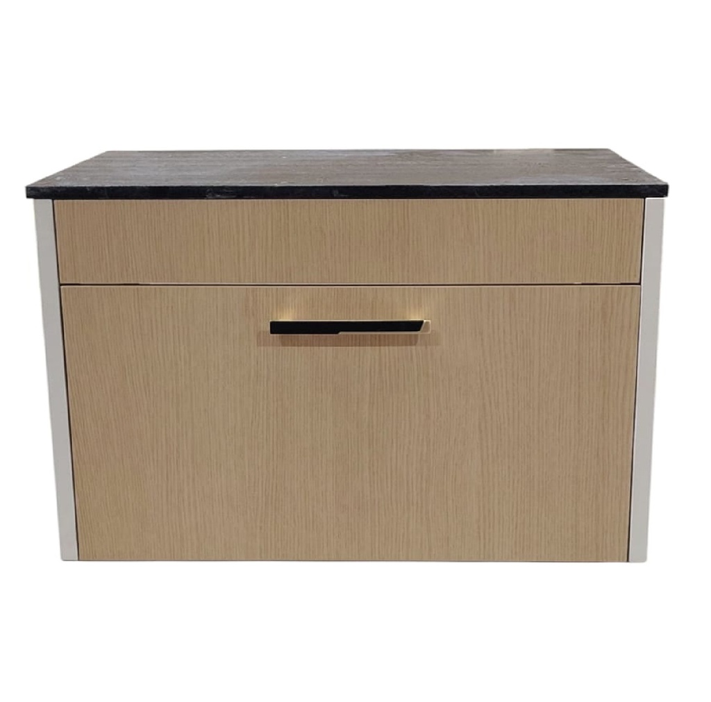 MUEBLE DE BAÑO BEIGE - BLANCO 1 GAVETA 61X49X47 CM C/TOPE SINTERIZADO NEGRO REF MB-ANTIQUE-1G KYNWOD