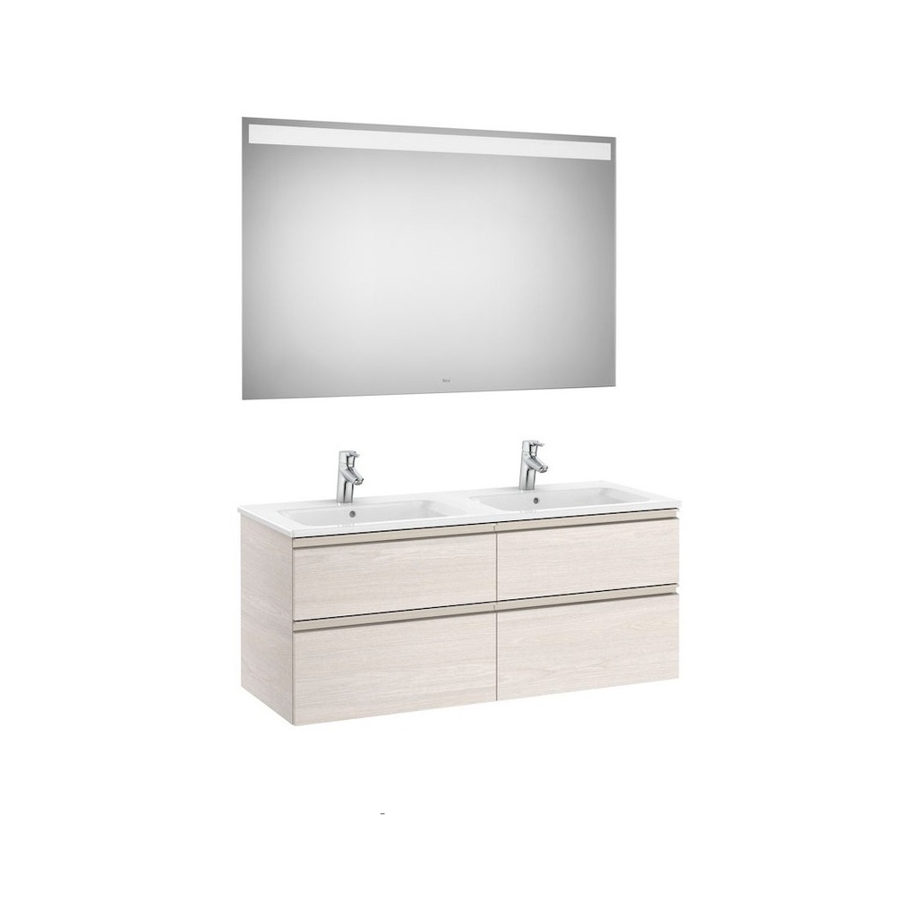 MUEBLE P/ BAÑO EN MDF 120 X 46 X 86CM C/ ESPEJO 120CM SERIE GAP ROBLE BEIGE 220V REF.ROMUE0043 NOVA