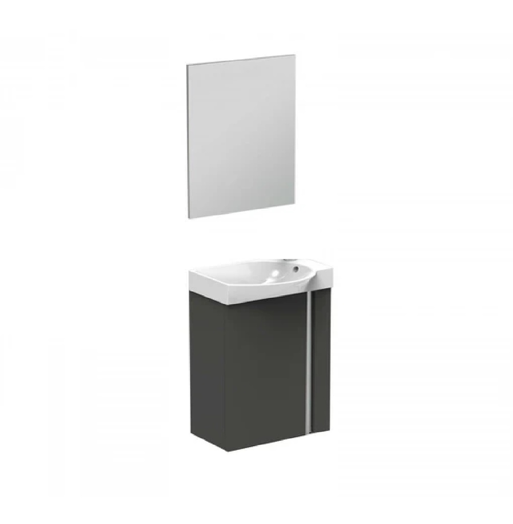 MUEBLE PARA BAÑO EN MDF 46 CM X 30 CM X 66 CM COLOR GRIS PLOMO C/ESPEJO 45X70CM REF. MUE-02 UNIQUE