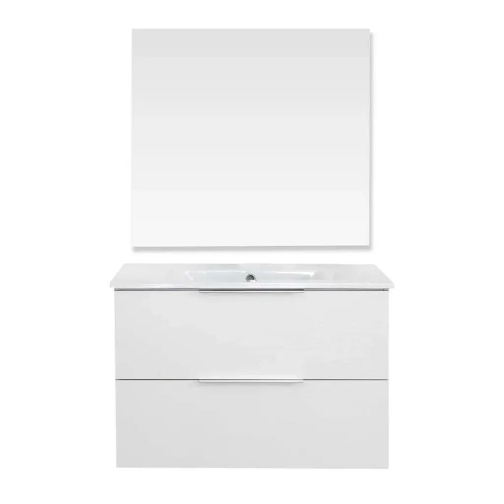 MUEBLE PARA BAÑO EN MDF 80 X 46 X 52 CM C/ ESPEJO 80 X 80 CM 6K 110 - 220V BLANCO REF MUE-151 UNIQUE