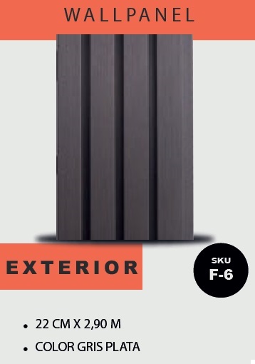 PANEL PARA PARED PLASTICO WALL PANEL EXTERIOR 22 CM X 2,6 CM X 0.80 CM GRIS PLATA OSCURO MACHIFERMA