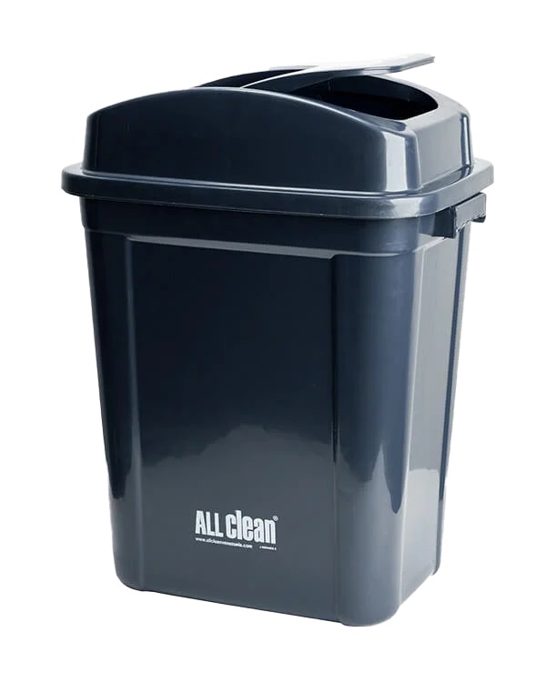 PAPELERA RECTANGULAR VAIVEN 30 LTS PLASTICA GRIS OSCURO 41 X 30 X 54 CM REF. NJ-HQ-30B ALL CLEAN