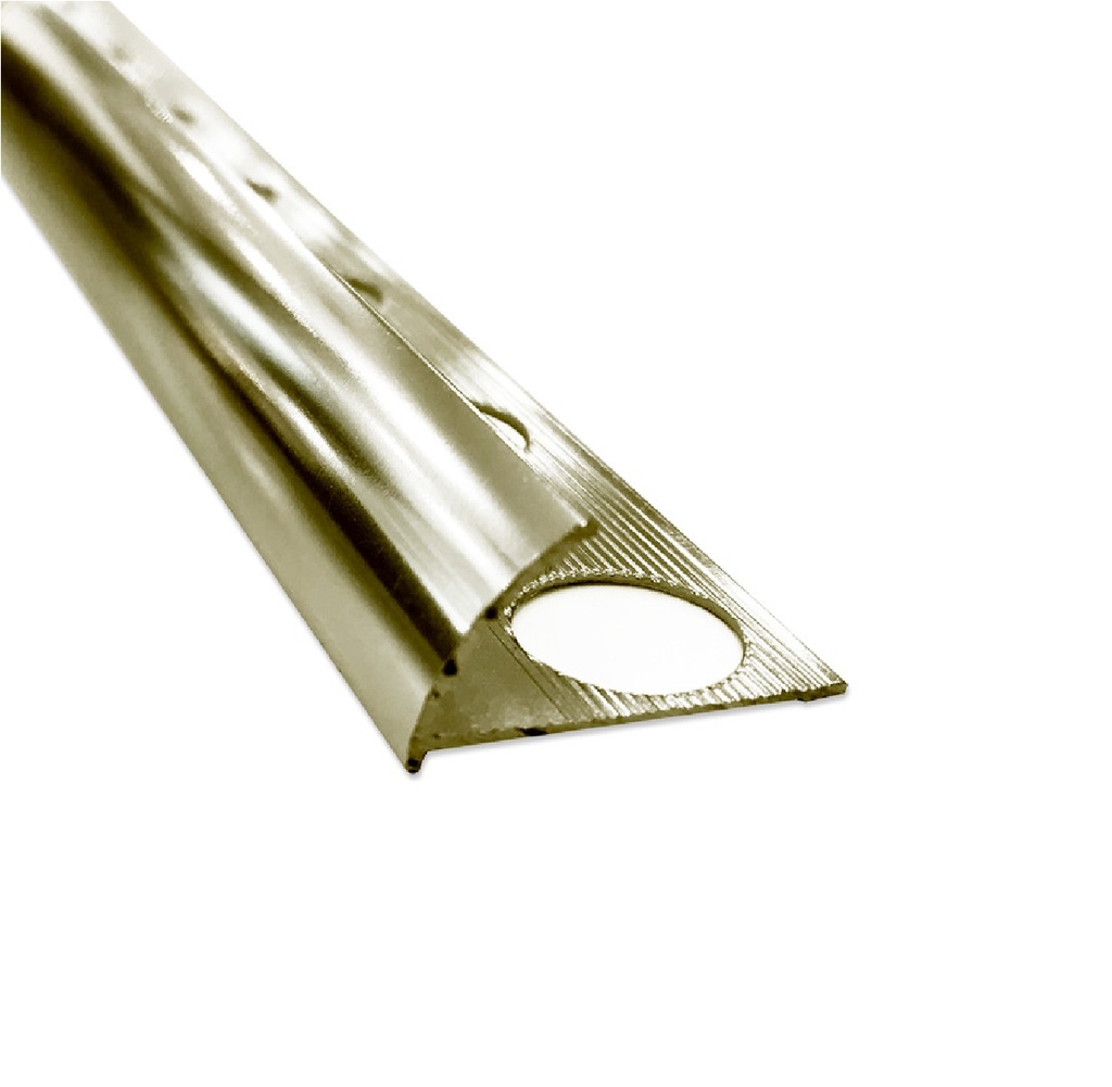 PERFIL / FLEJE DE ALUMINIO PARA PORCELANATO 2.40 MTS X 2.3 CM C/ DORADO REF. CEL-0121 MARCA CELOSIAS