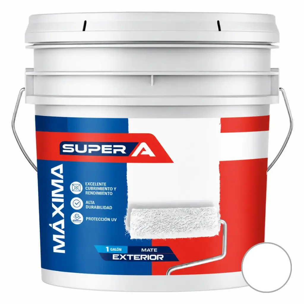 PINTURA CAUCHO MAXIMA PARA EXTERIOR CLASE "A" COLOR BLANCO MATE 1 CÑTE/4GL REF. 0802006 SUPER A