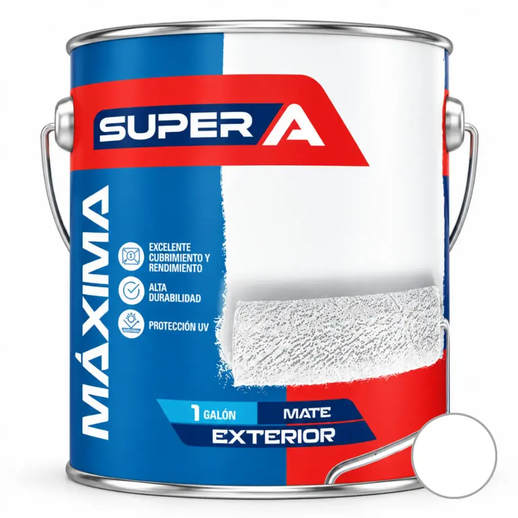 PINTURA CAUCHO MAXIMA PARA EXTERIOR CLASE "A" COLOR BLANCO MATE 1 GL REF. 0801006 SUPER A