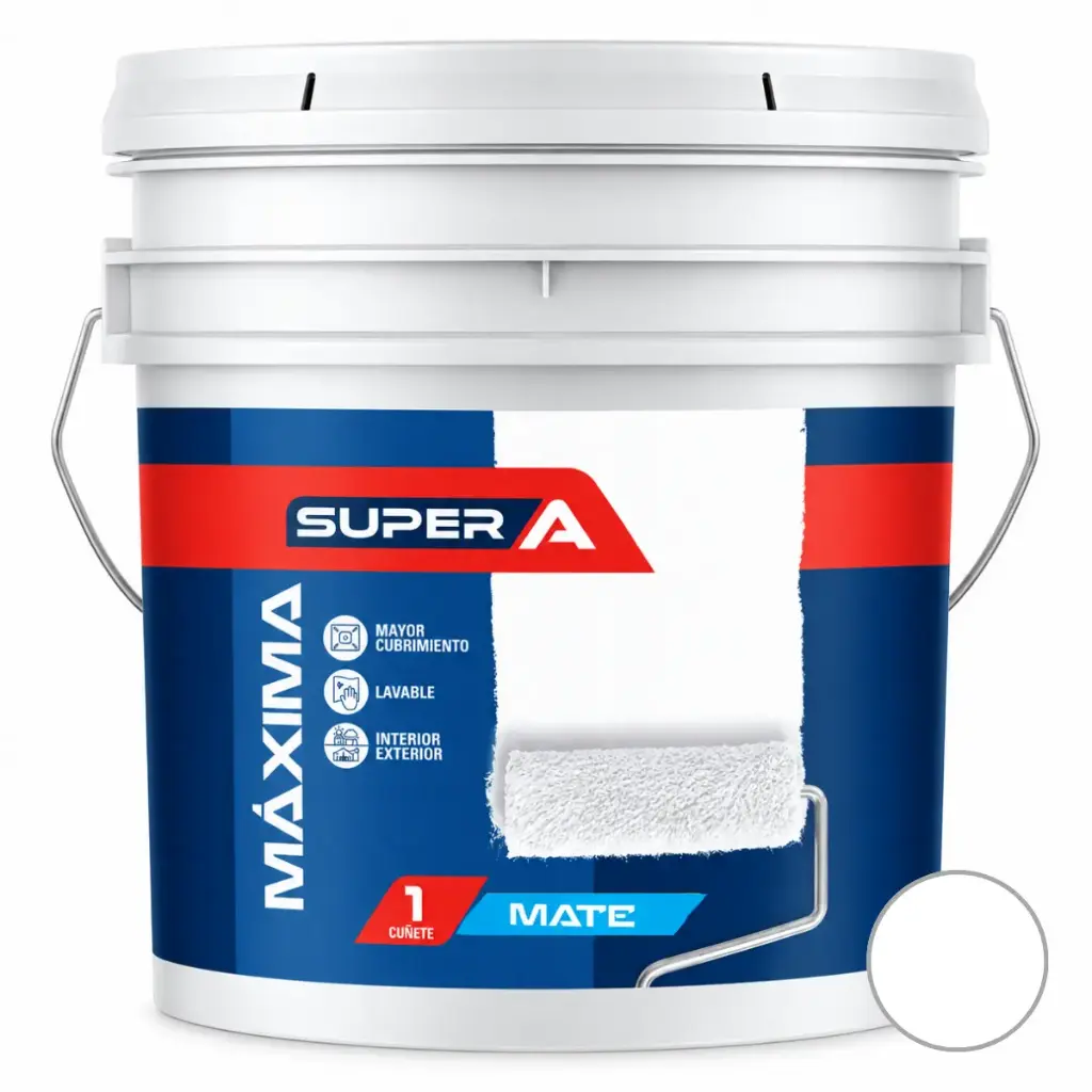 PINTURA CAUCHO MAXIMA PARA INTERIOR CLASE "A" COLOR BLANCO MATE 1 CUÑETE REF. 0602006 SUPER A