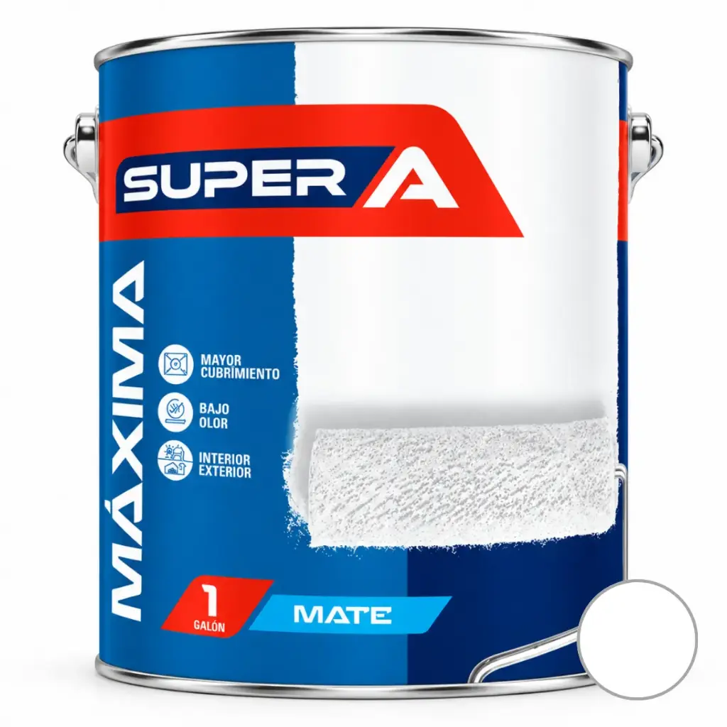 PINTURA CAUCHO MAXIMA PARA INTERIOR CLASE "A" COLOR BLANCO MATE 1 GL REF. 0601006 SUPER A