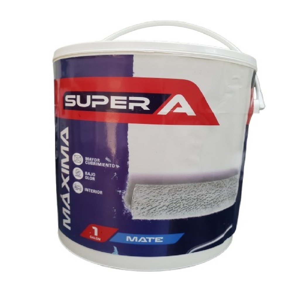 PINTURA CAUCHO MAXIMA PARA INTERIOR CLASE "A" COLOR BLANCO MATE 1 GL REF. 0601006 SUPER A