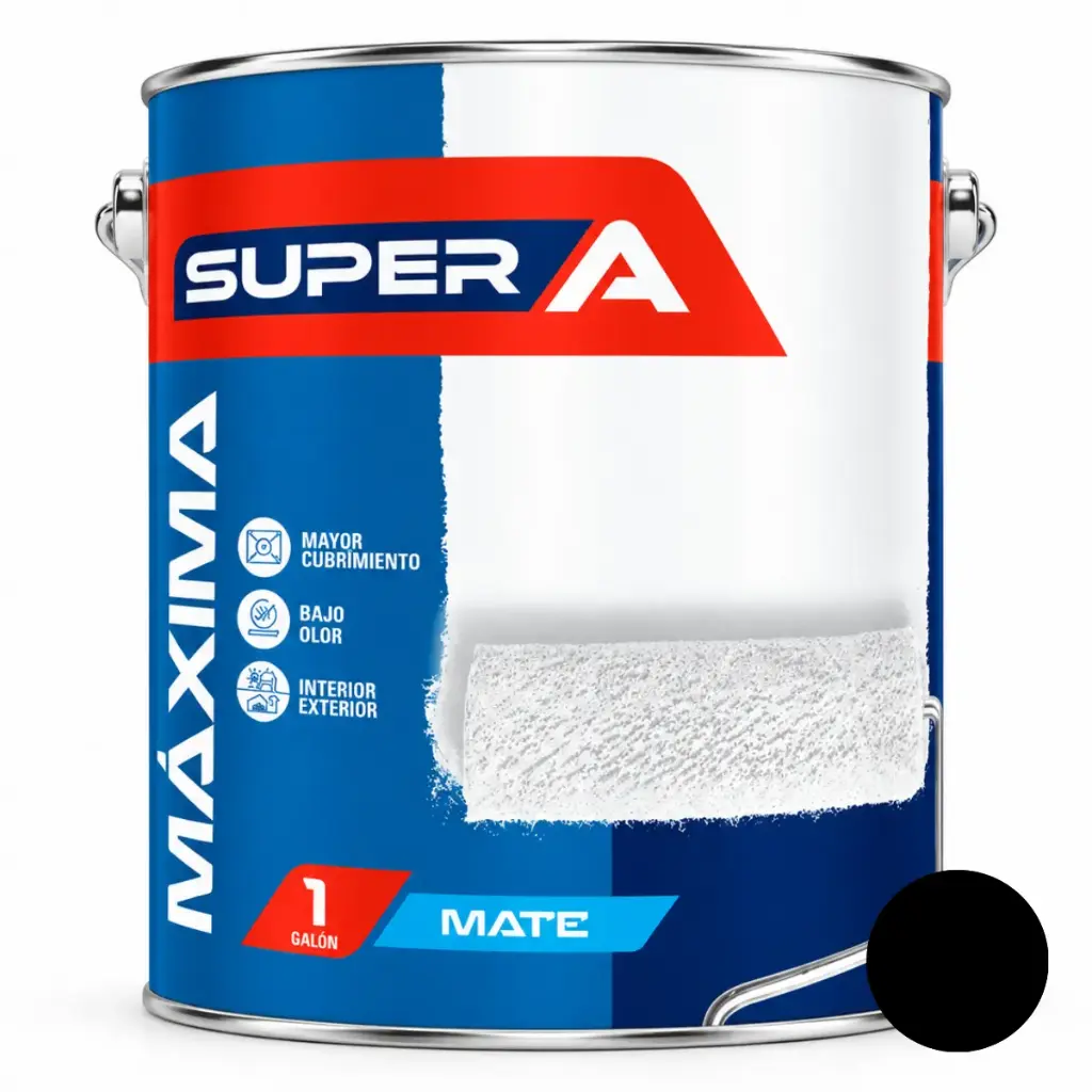 PINTURA CAUCHO MAXIMA PARA INTERIOR CLASE "A" COLOR NEGRO MATE 1 GL REF. 0601013 SUPER A