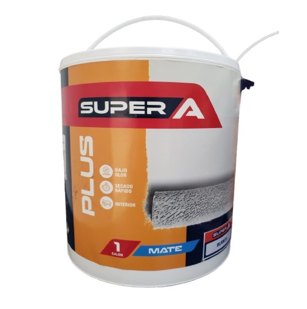 PINTURA CAUCHO PLUS PARA INTERIOR CLASE "B" COLOR BLANCO MATE 1 GL REF. 100201006 MARCA SUPER A