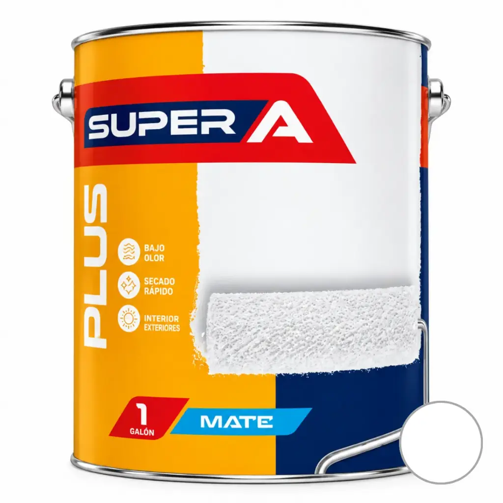 PINTURA CAUCHO PLUS PARA INTERIOR CLASE "B" COLOR BLANCO MATE 1 GL REF. 100201006 MARCA SUPER A