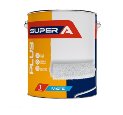 PINTURA CAUCHO PLUS PARA INTERIOR CLASE B SATINADO COLOR BLANCO 1 GL REF 100401006 MARCA SUPER A
