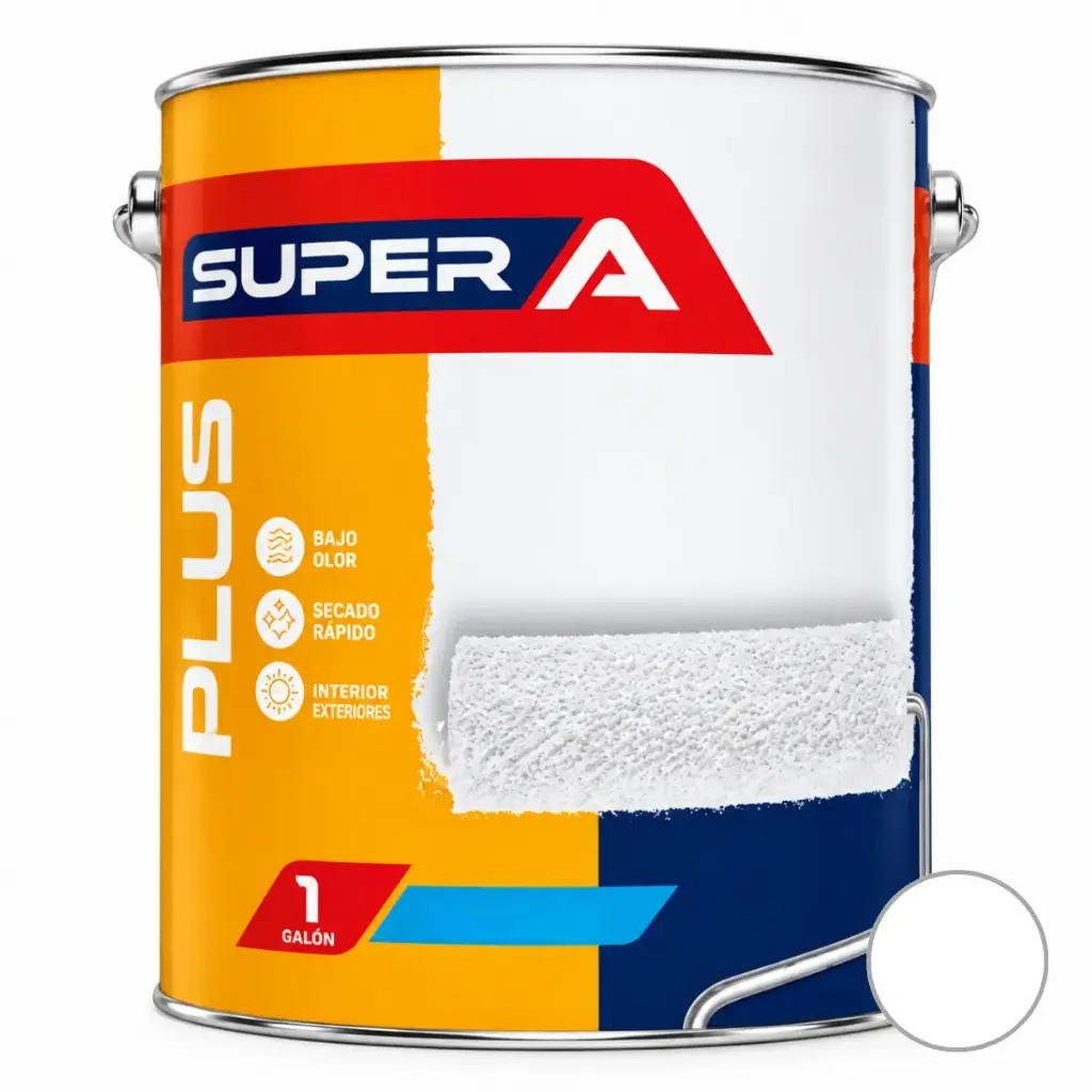 PINTURA CAUCHO PLUS PARA INTERIOR CLASE B SATINADO COLOR BLANCO 1 GL REF 100401006 MARCA SUPER A
