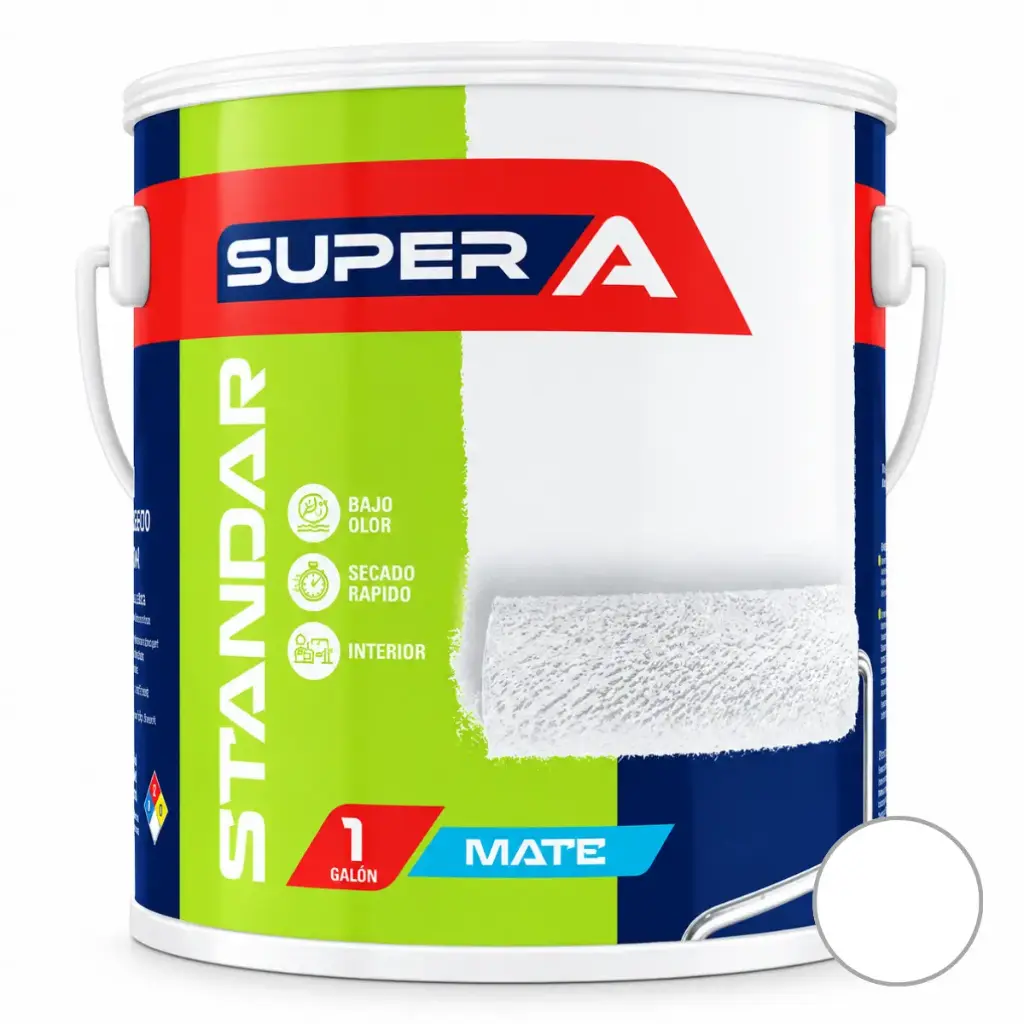 PINTURA CAUCHO STANDAR PARA INTERIOR CLASE "C" COLOR BLANCO MATE 1 GL REF. 100101006 SUPER A