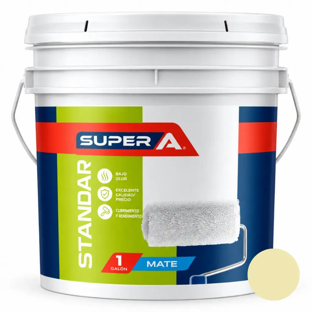 PINTURA CAUCHO STANDAR PARA INTERIOR CLASE "C" COLOR MARFIL MATE 1 CUÑETE REF 00100100102011 SUPER A