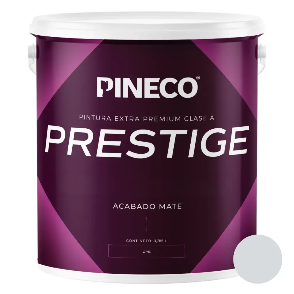 PINTURA DE CAUCHO MATE PRESTIGE INT. CLASE AAA 1 GL COLOR CAOLINO MATE REF. PRS8001A1G MARCA PINECO