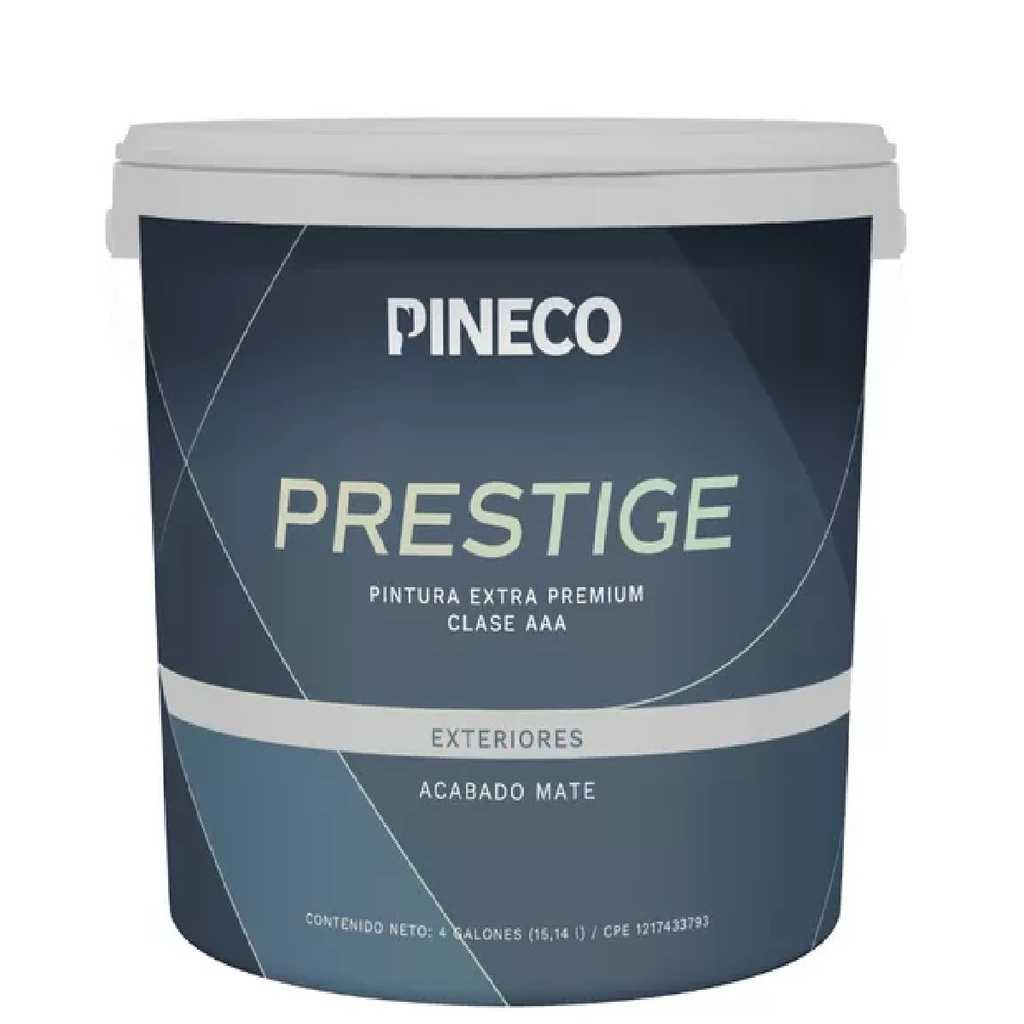 PINTURA DE CAUCHO MATE PRESTIGE INT. CLASE AAA 1 GL COLOR CAOLINO MATE REF. PRS8001A1G MARCA PINECO
