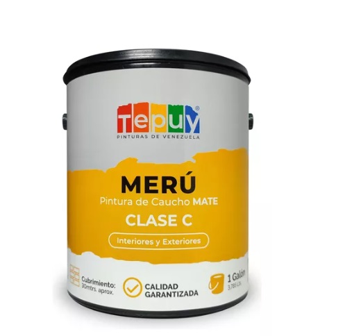PINTURA DE CAUCHO MERU CLASE C 01 GL COLOR AZUL GALAXIA MATE MARCA TEPUY