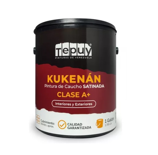 PINTURA DE CAUCHO SATINADA KUKENAN CLASE A 01 GL COLOR AZUL MEDITERRANEO ( PROMO ) MARCA TEPUY