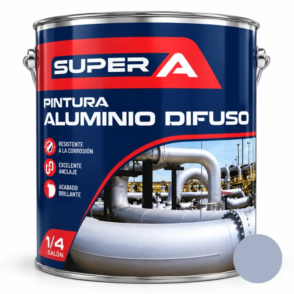 PINTURA ESMALTE COLOR ALUMINIO DIFUSO 1/4 GL ALTA TEMP 120° (0,95L) REF 00400100702002 MARCA SUPER A